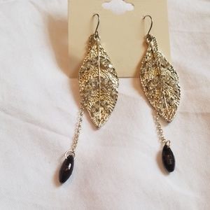 Leaf shaped silver earrings